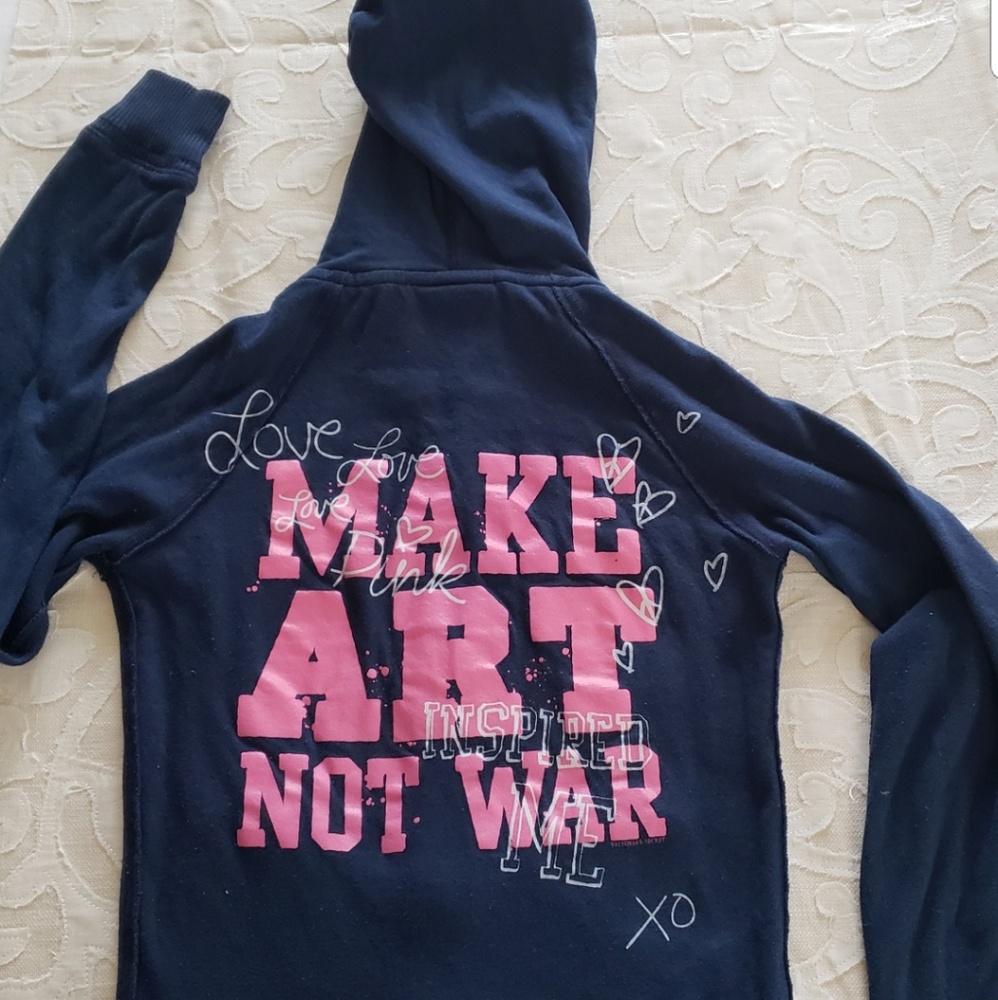 PINK NAVY Zip-up hoodie